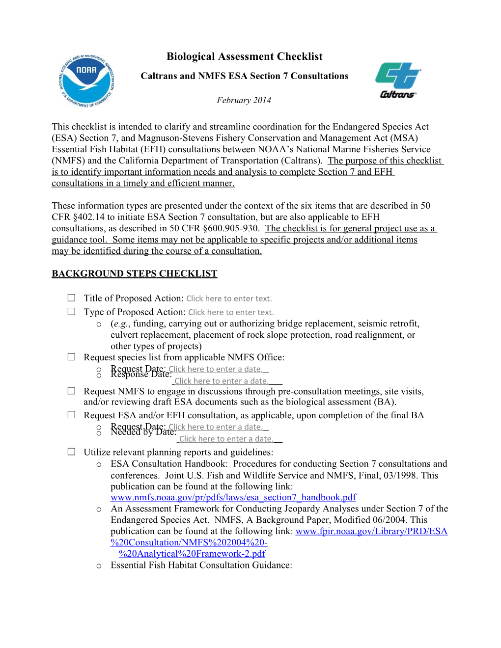 Caltrans Andnmfs ESA Section7 Consultations