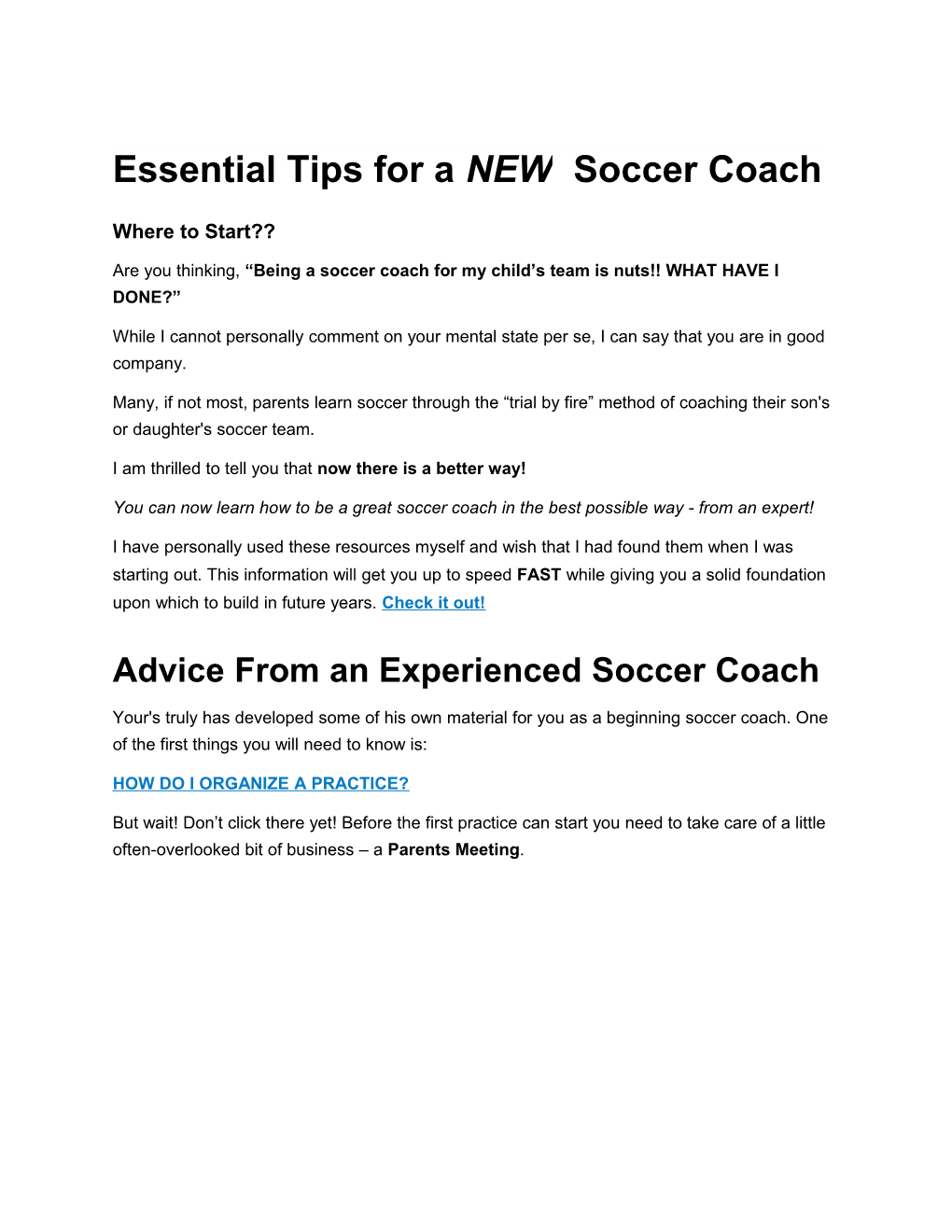 Tips for a New Soccer Coach