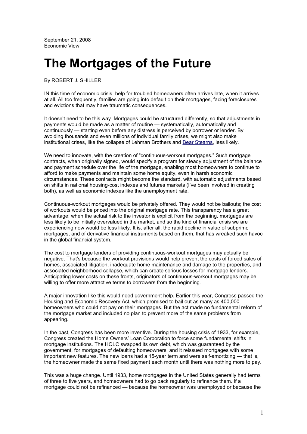 The Mortgages of the Future