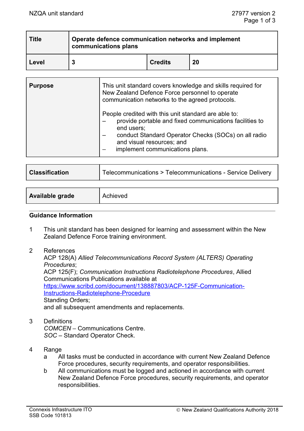 27977 Operate Defence Communication Networks and Implement Communications Plans