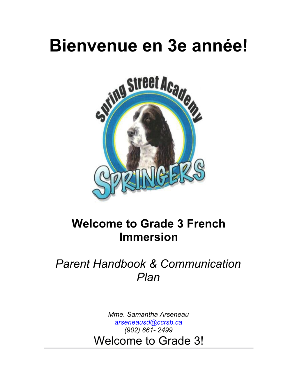 Welcome to Grade 3 French Immersion