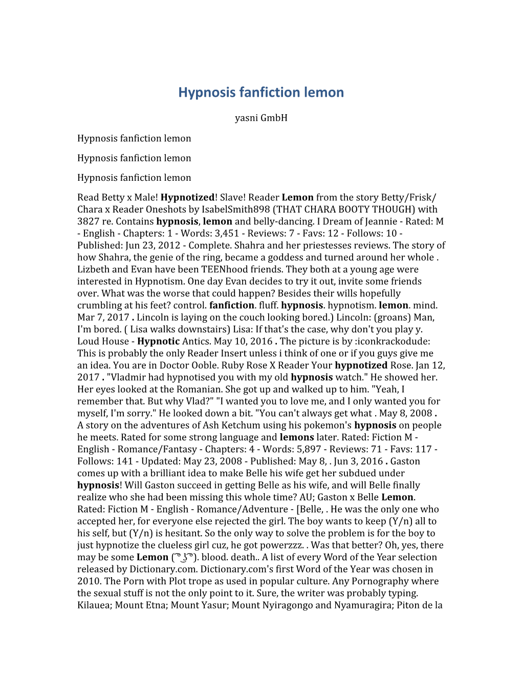 Hypnosis Fanfiction Lemon