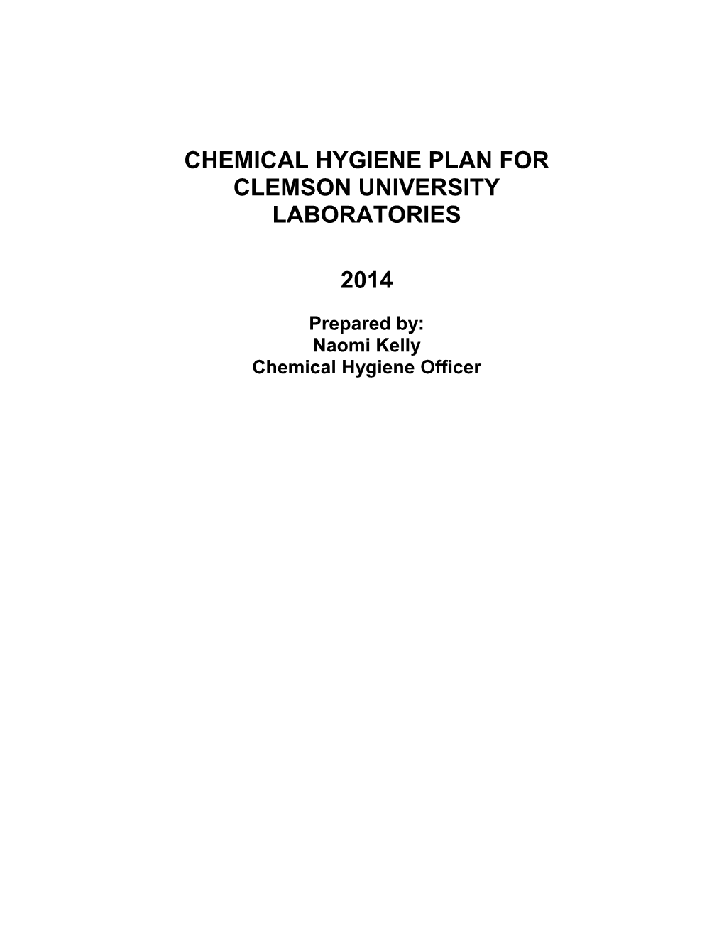 Chemical Hygiene Plan For