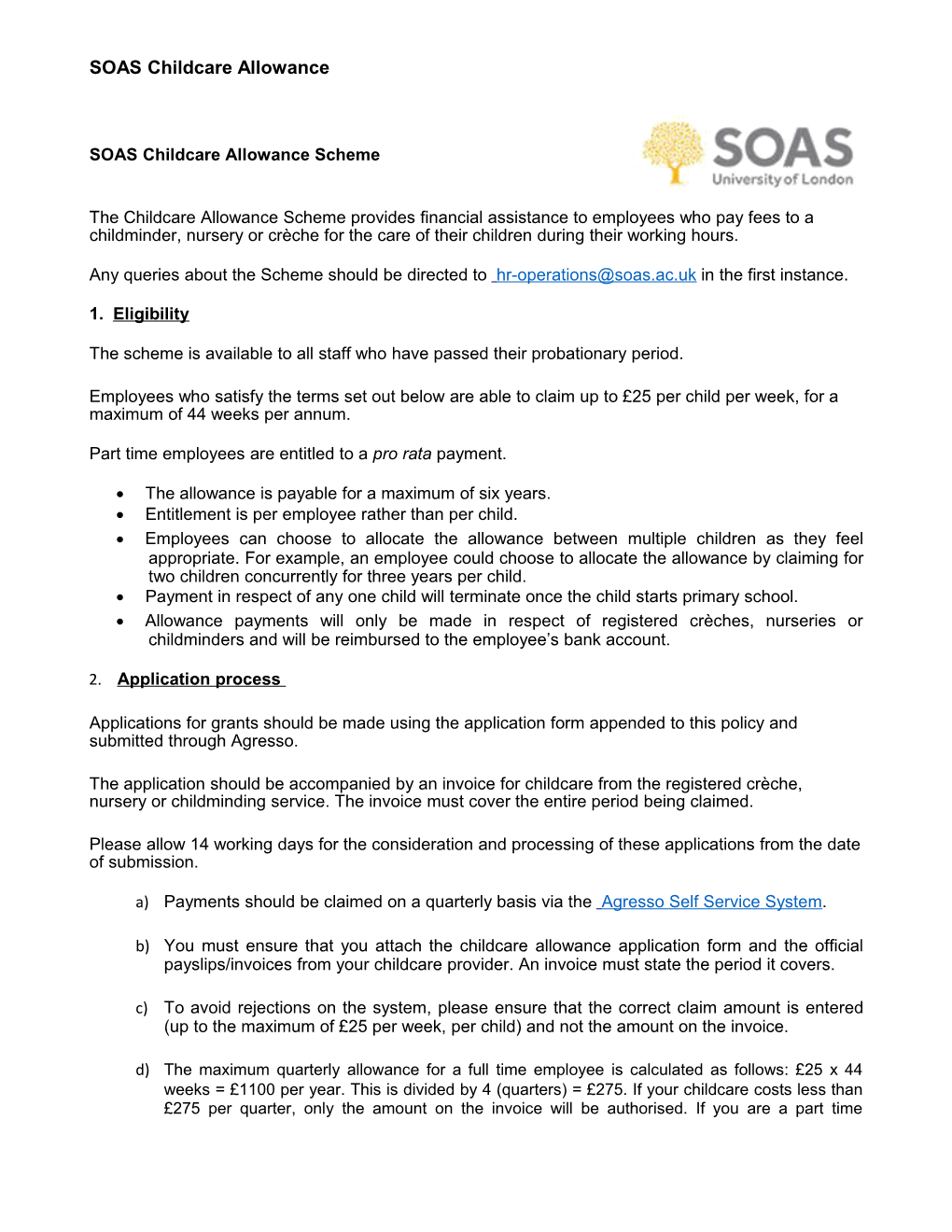 SOAS Childcare Allowance Scheme