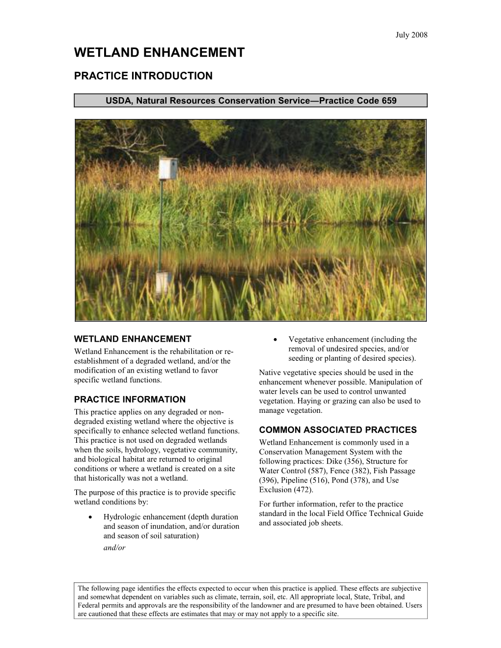 USDA, Natural Resources Conservation Service Practice Code 659