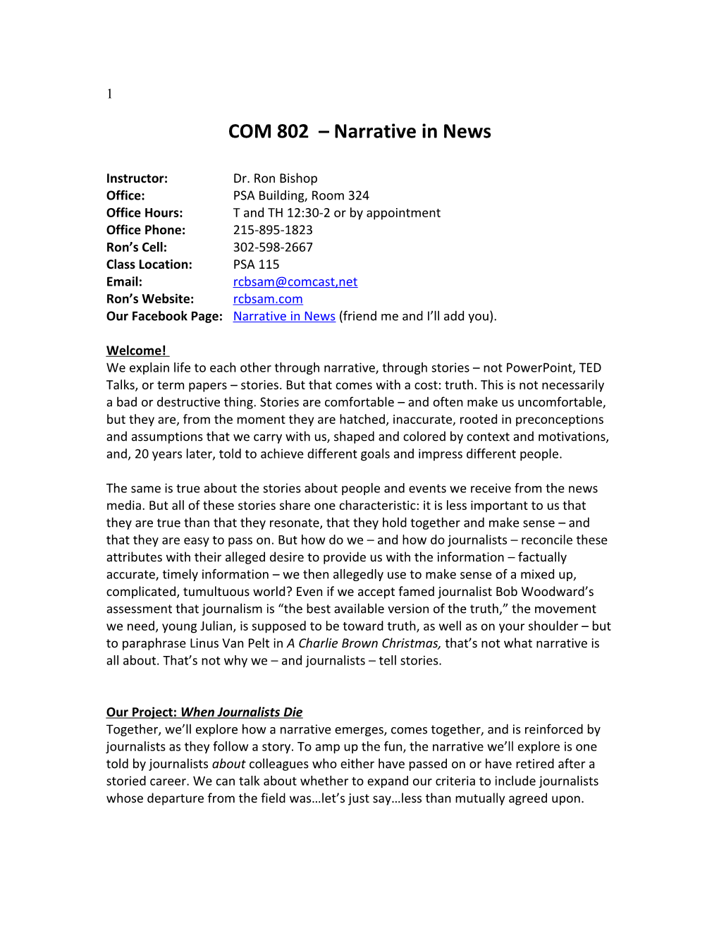 COM 802 Narrative in News