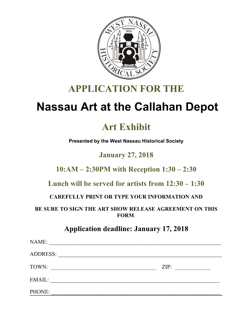 Nassau Art at the Callahan Depot Applicationpage 1