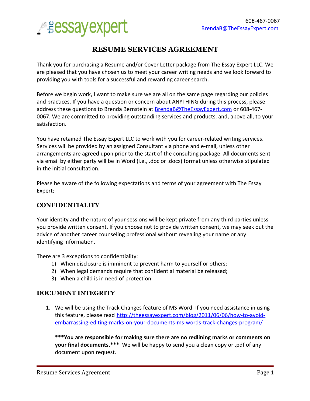 Resume Services Agreement