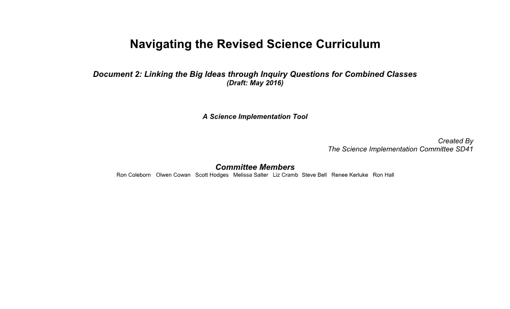 Navigating the Revised Science Curriculum