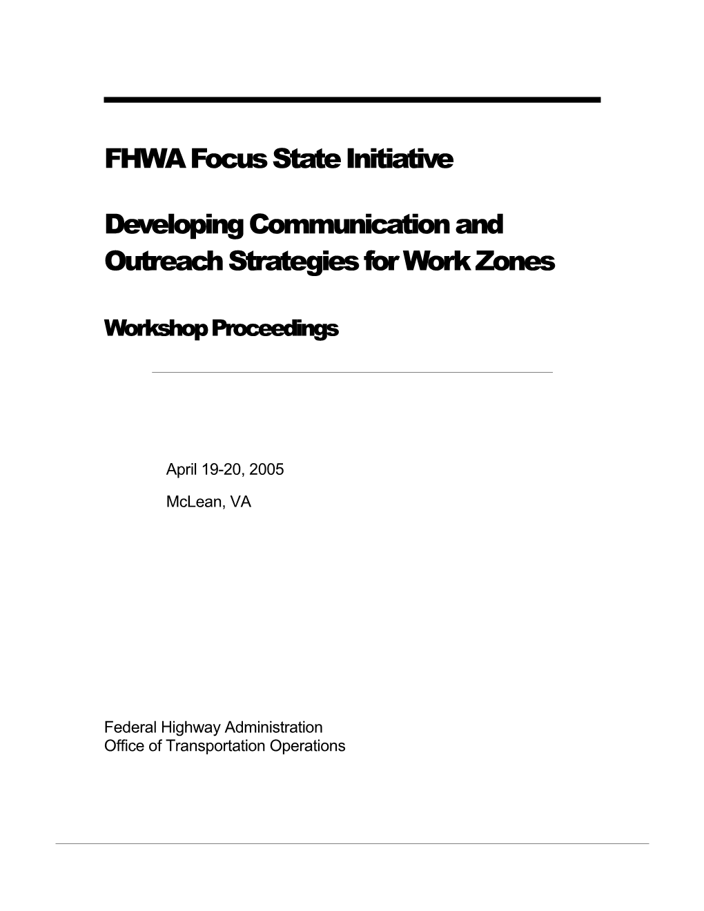 FHWA Focus State Initiative