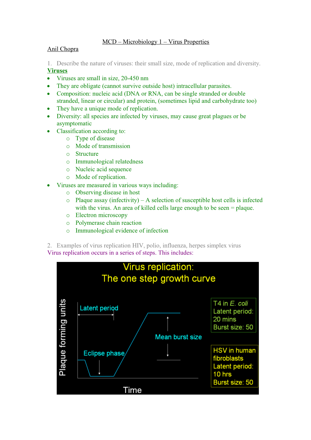 MCD Microbiology 1 Virus Properties