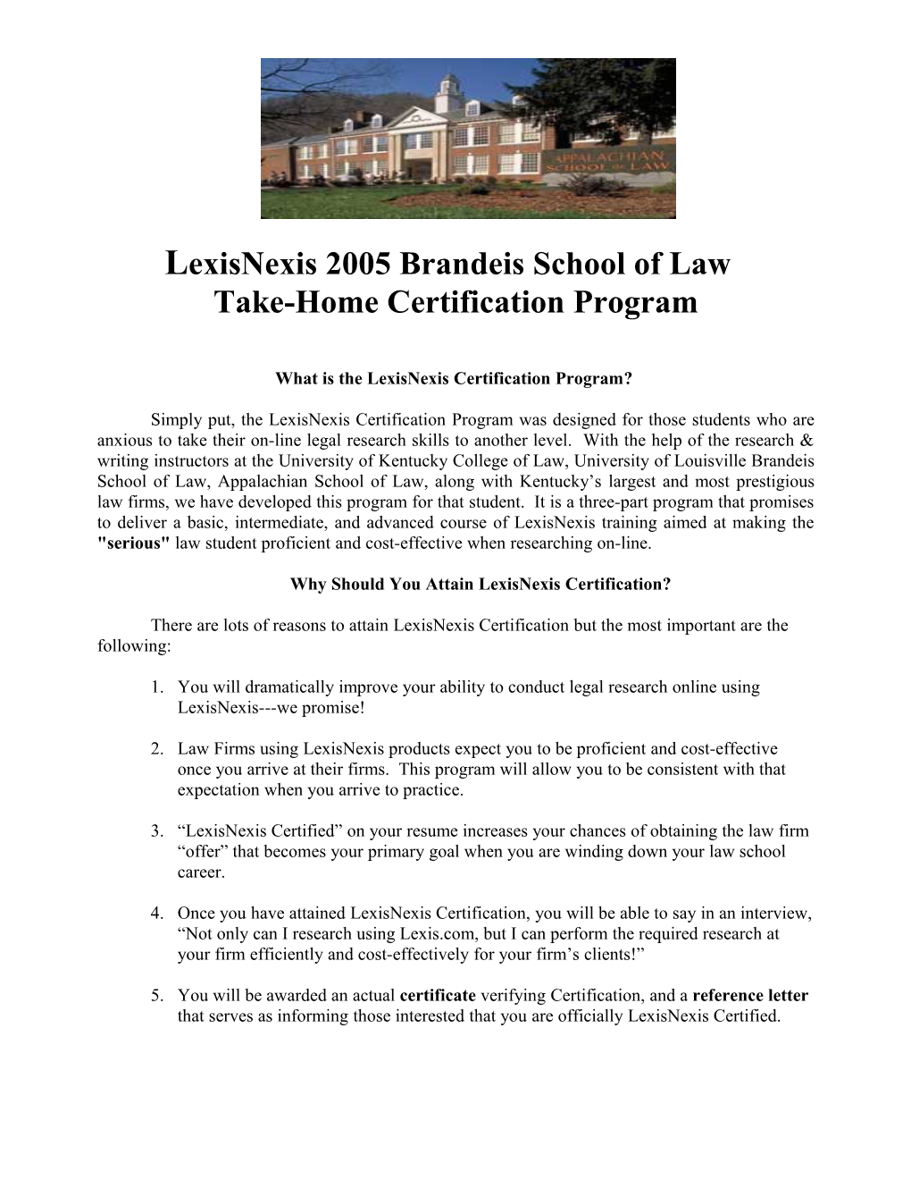 Lexisnexis Take-Home Lexis Certification Program