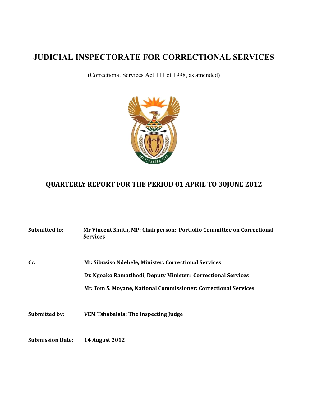 Judicial Inspectorate for Correctional Services
