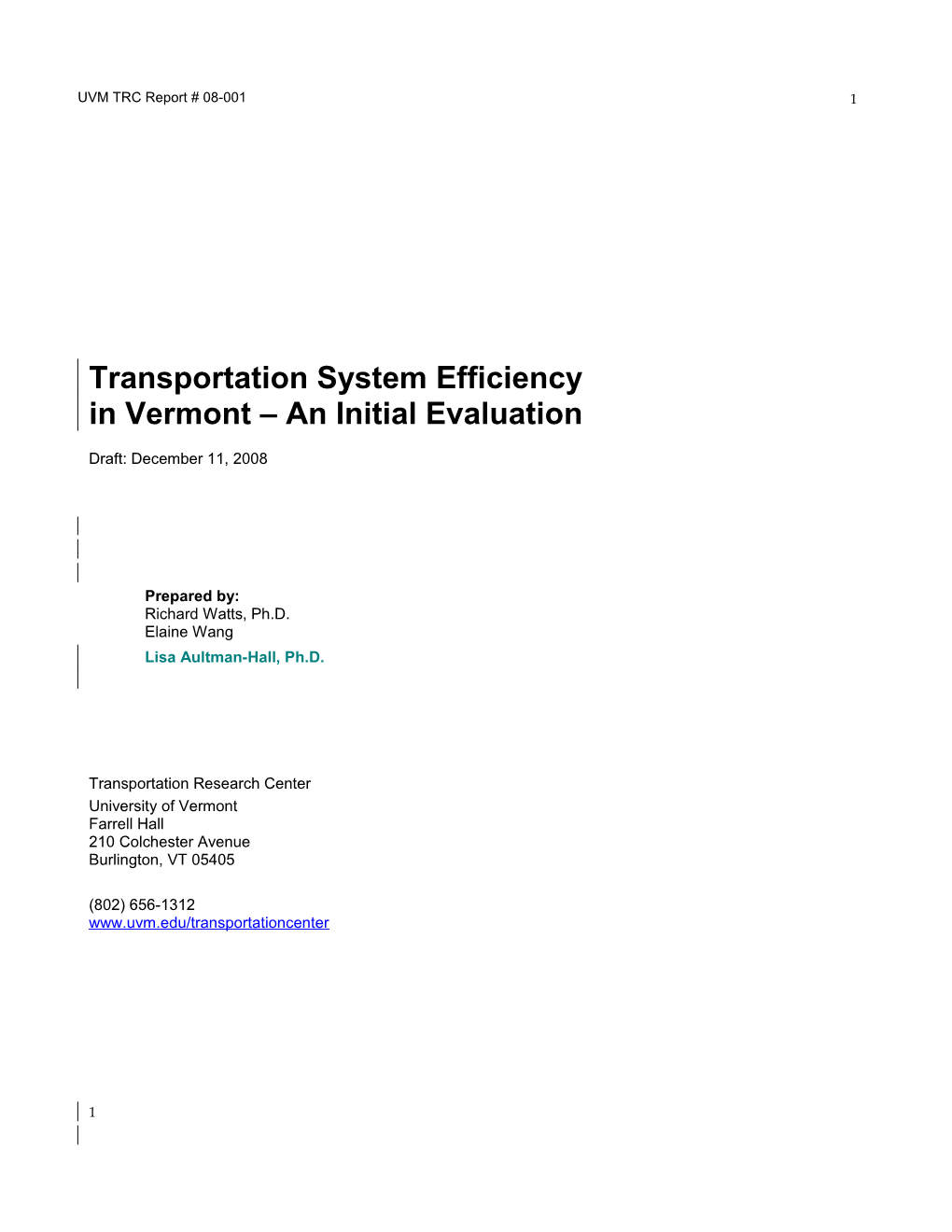 The Vermont Transportation Energy Report 2008