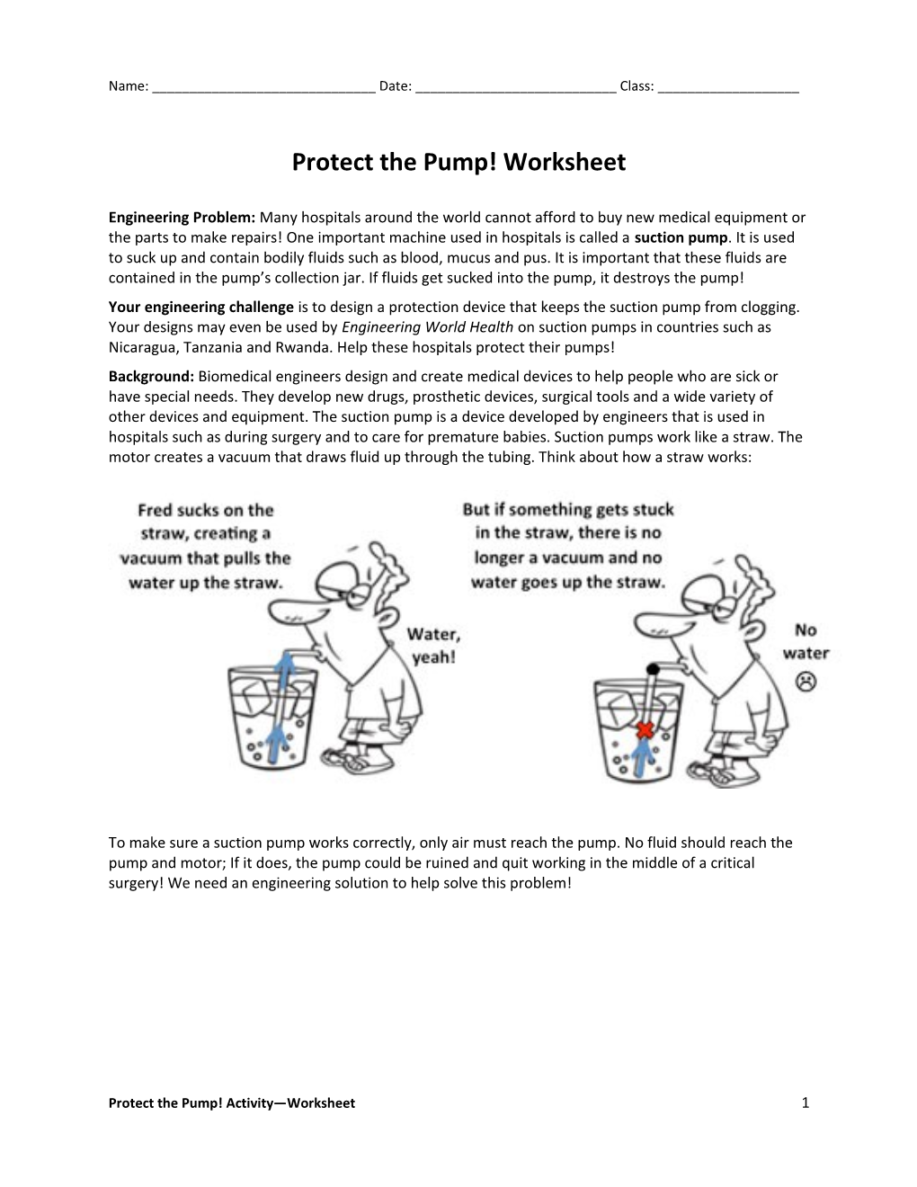 Protectthe Pump! Worksheet