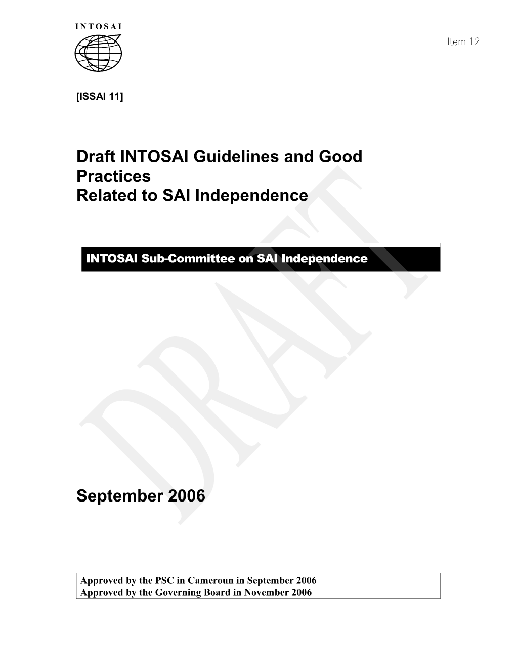 Draft INTOSAI Guidelines and Good Practices