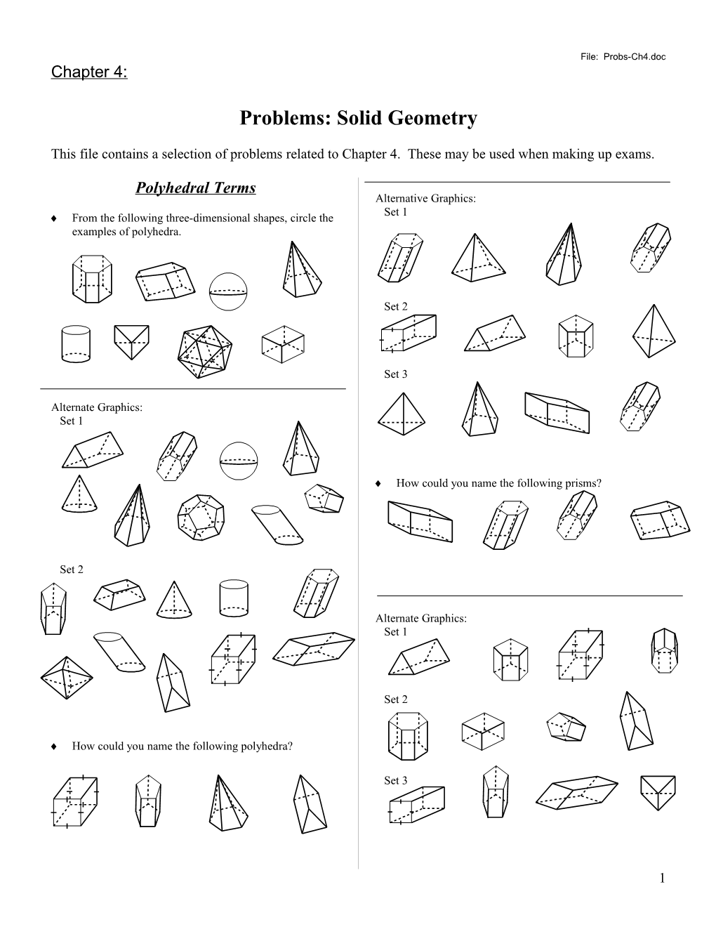 Problems: Solid Geometry