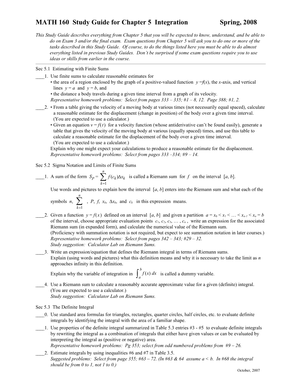 M160 Exam 3 Study Guide