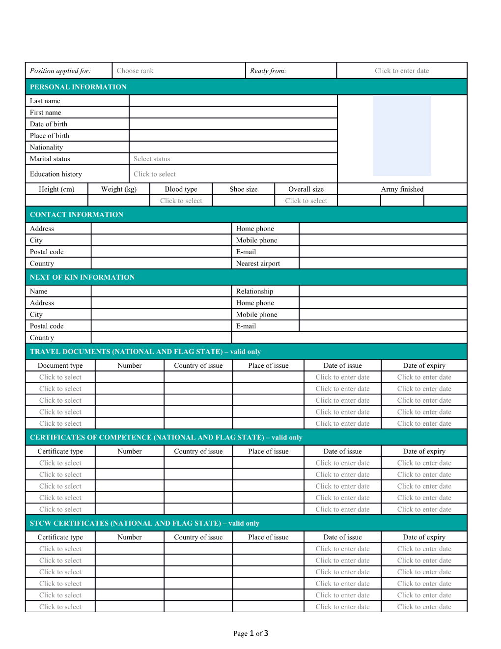 Azalea Maritime Application Form