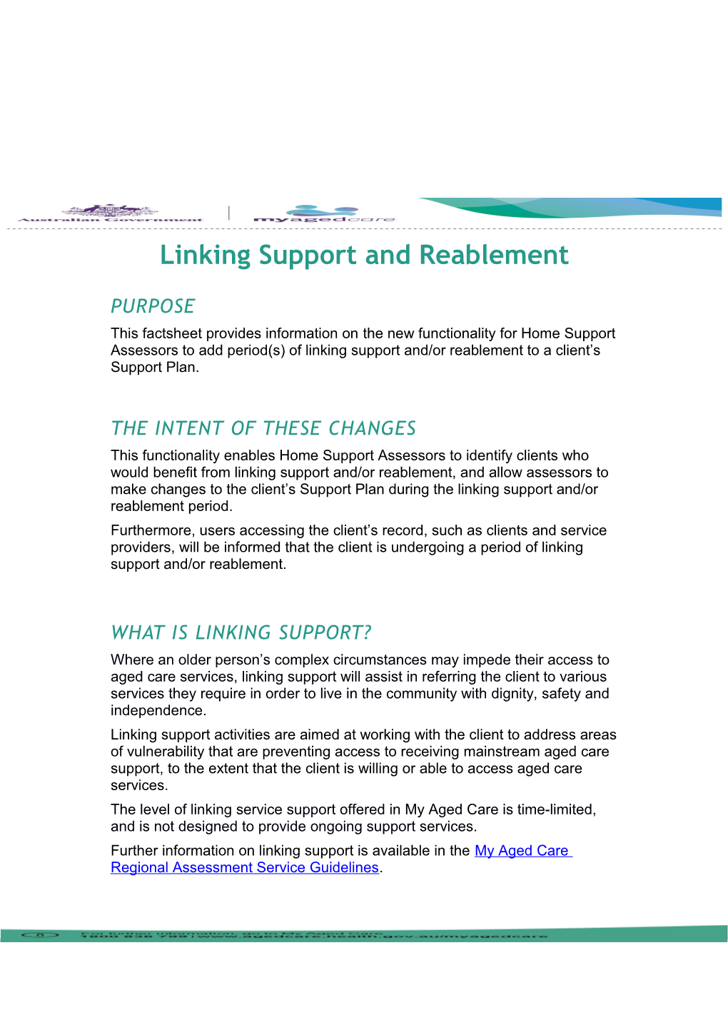 Linking Support and Reablement