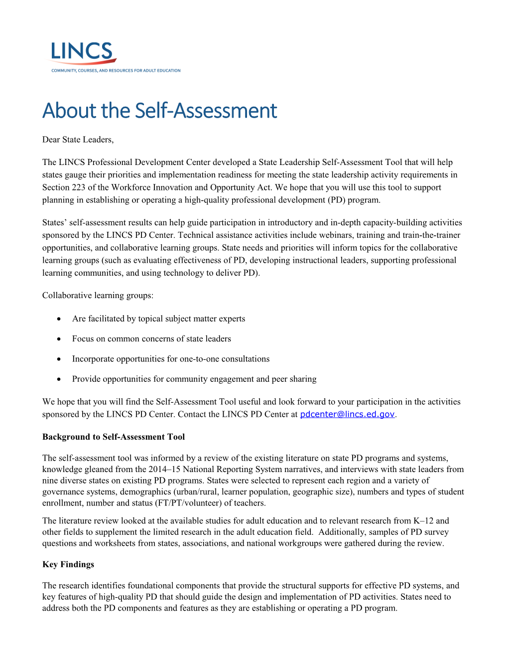 About the Self-Assessment