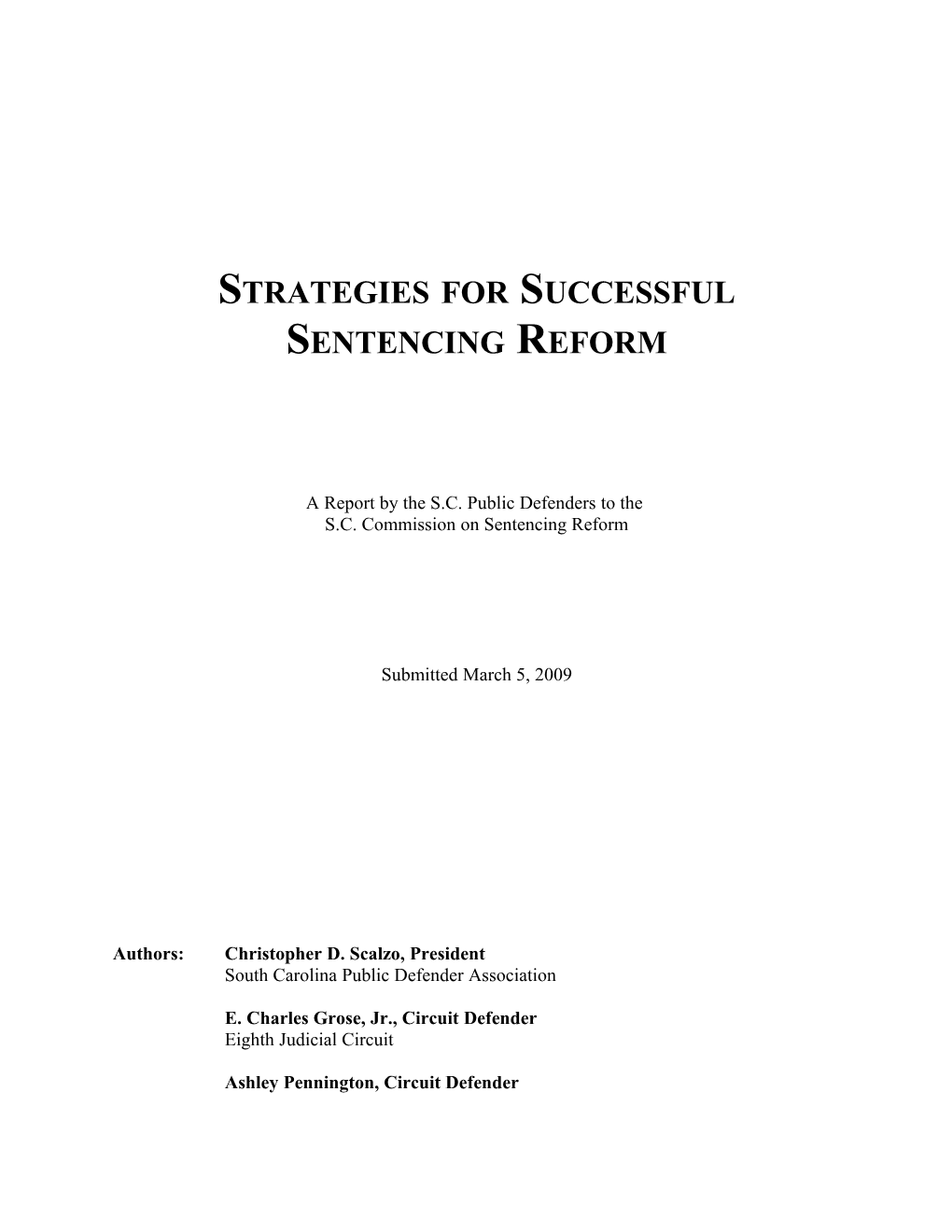 Strategies for Successful Sentencing Reform