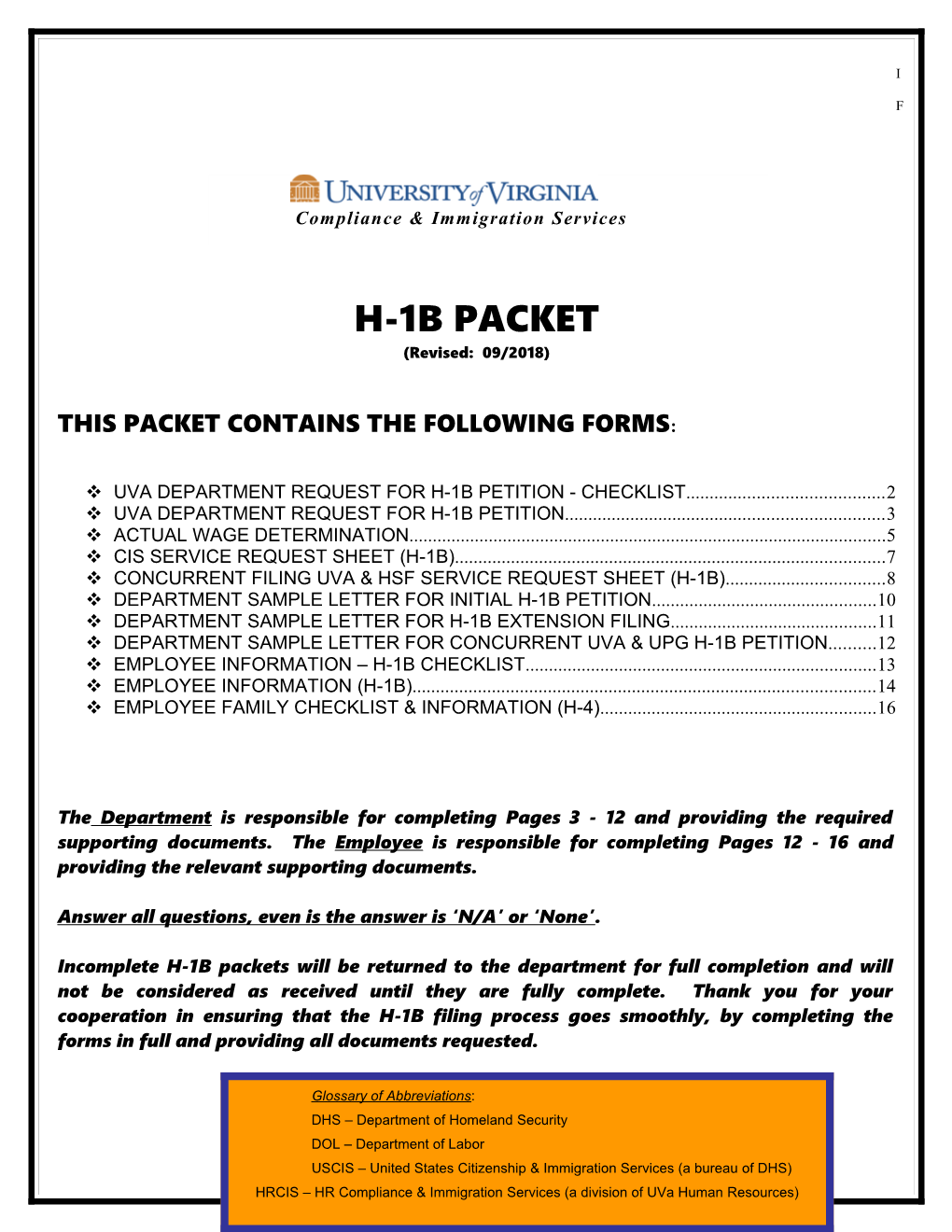 This Packet Contains the Following Forms