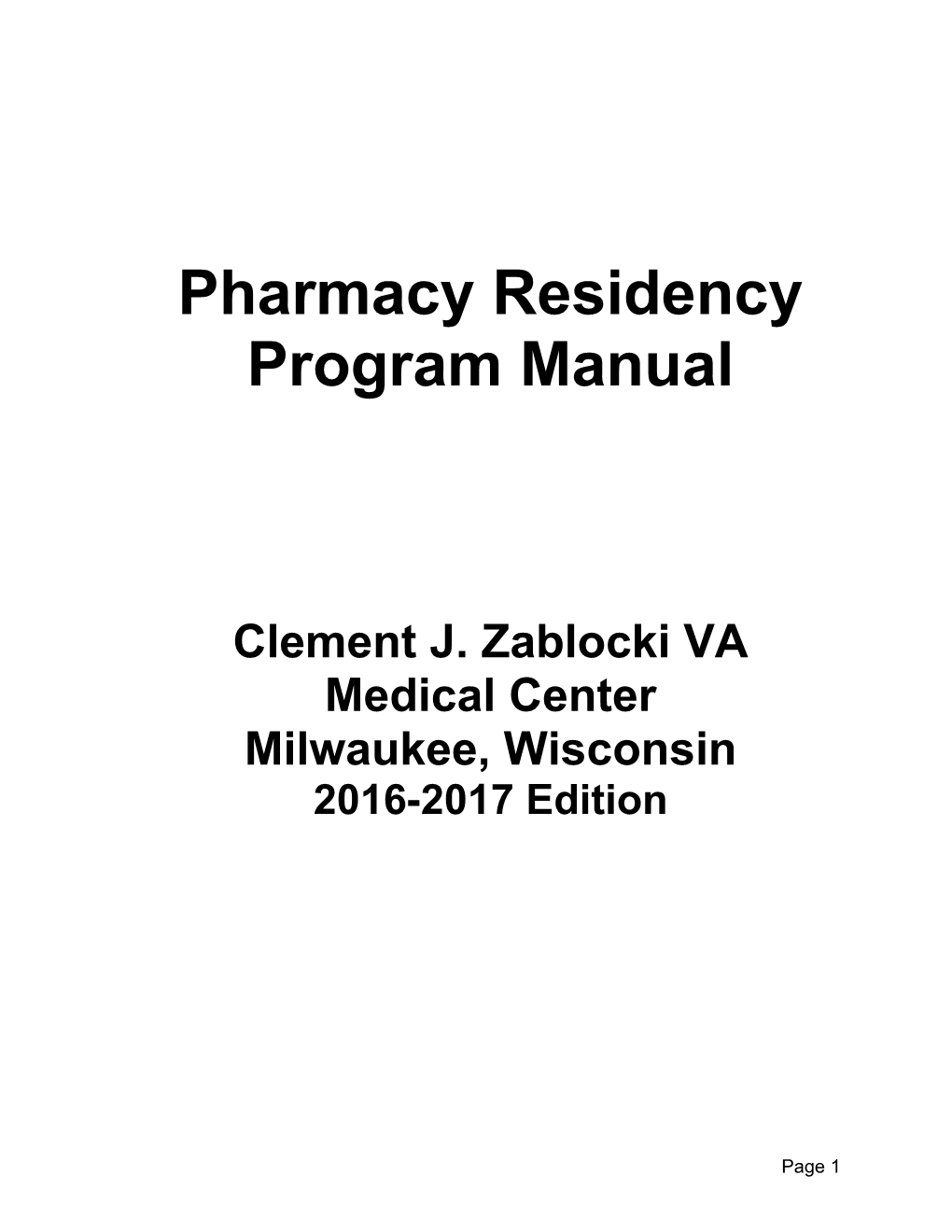 Pharmacy Residency Program Manual