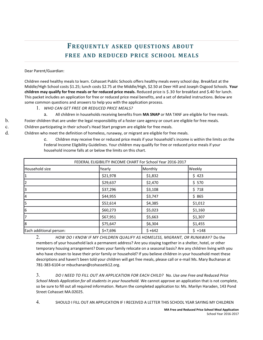 Massachusetts Free and Reduced Price School Meals