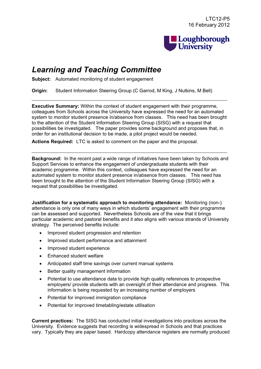 Learning and Teaching Committee