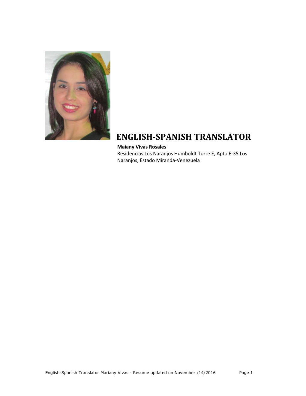 Freelance Translator's Resume