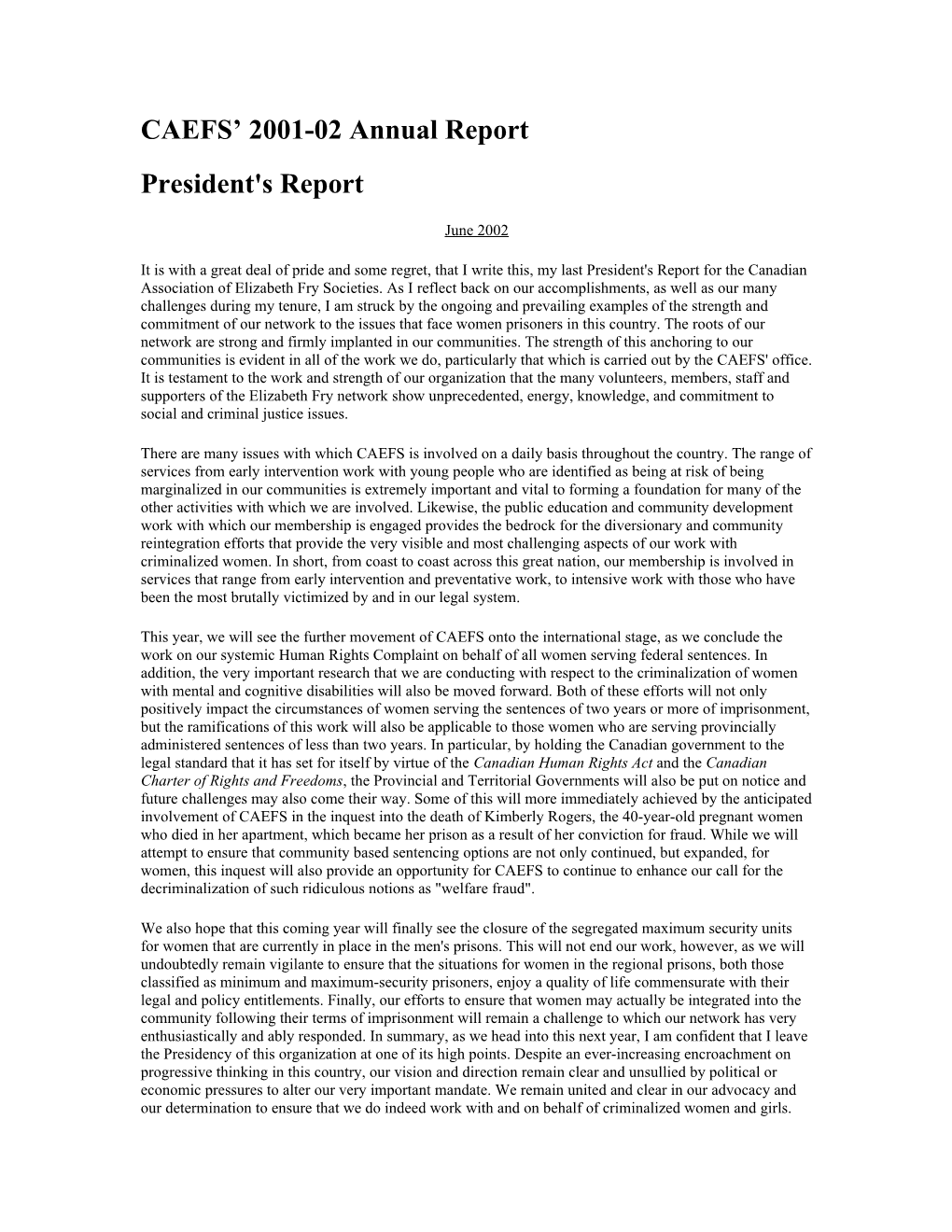 CAEFS 2001-02 Annual Report
