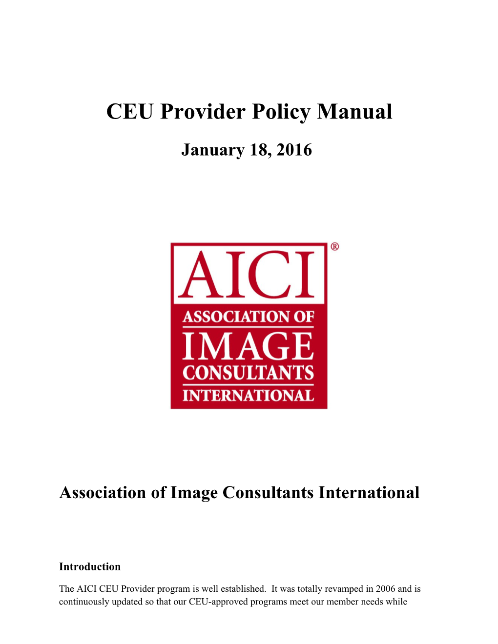 CEU Provider Policy Manual