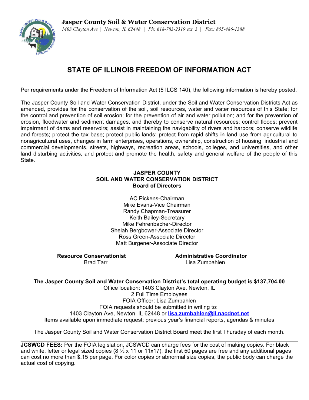 State of Illinois Freedom of Information Act