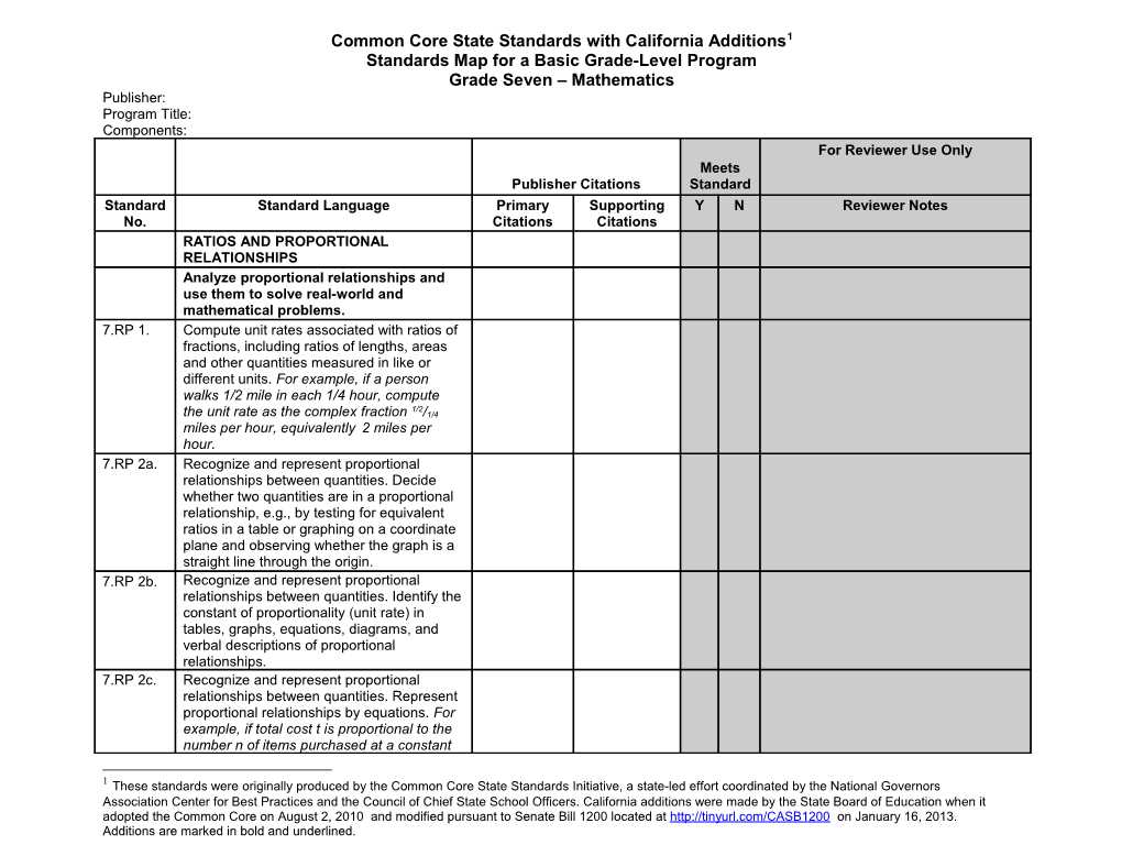 Grade 7 Math Standards Map - Instructional Materials (CA Dept of Education)