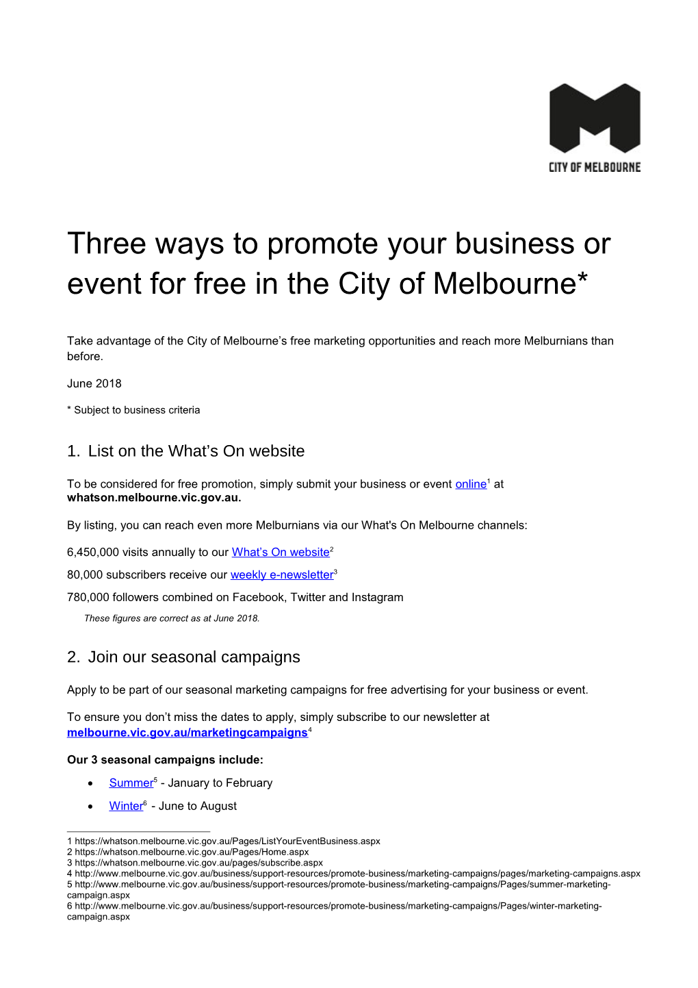 Three Ways to Promote Your Business Or Event for Free in the City of Melbourne*