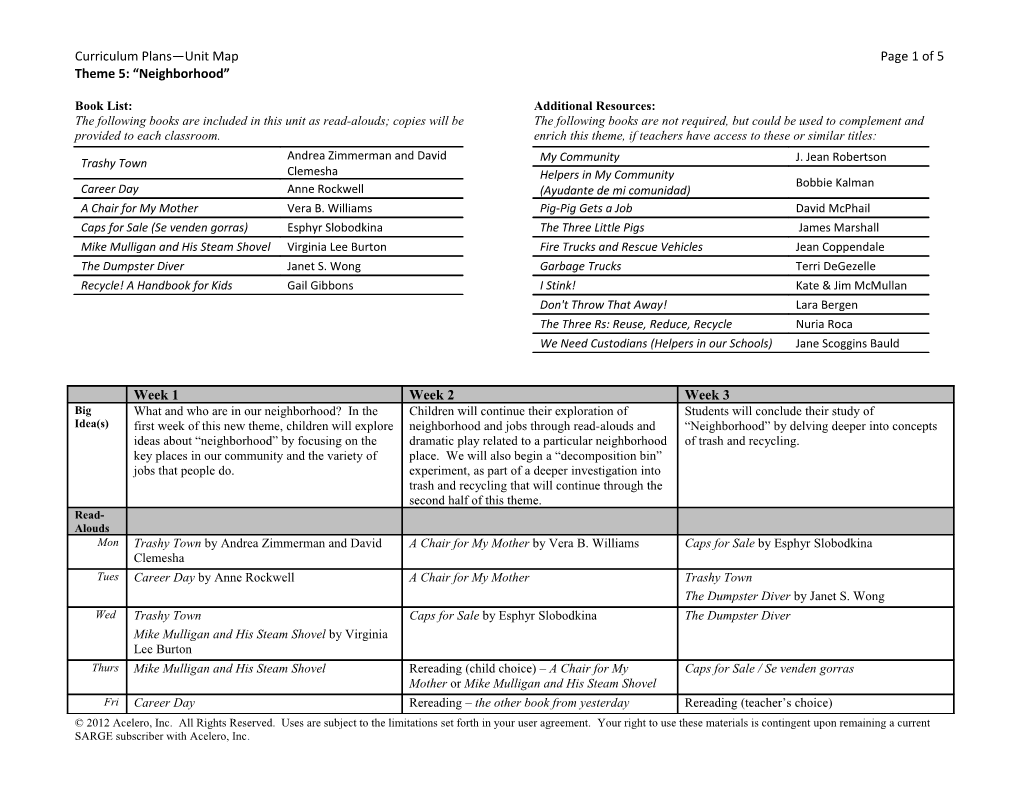 Curriculum Plans Unit Mappage 1 of 5