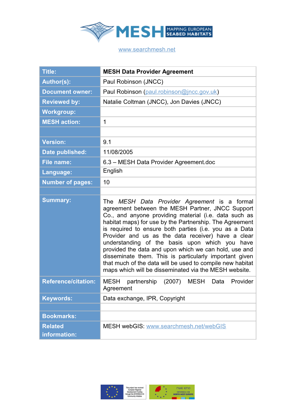 MESH Data Provider Agreement