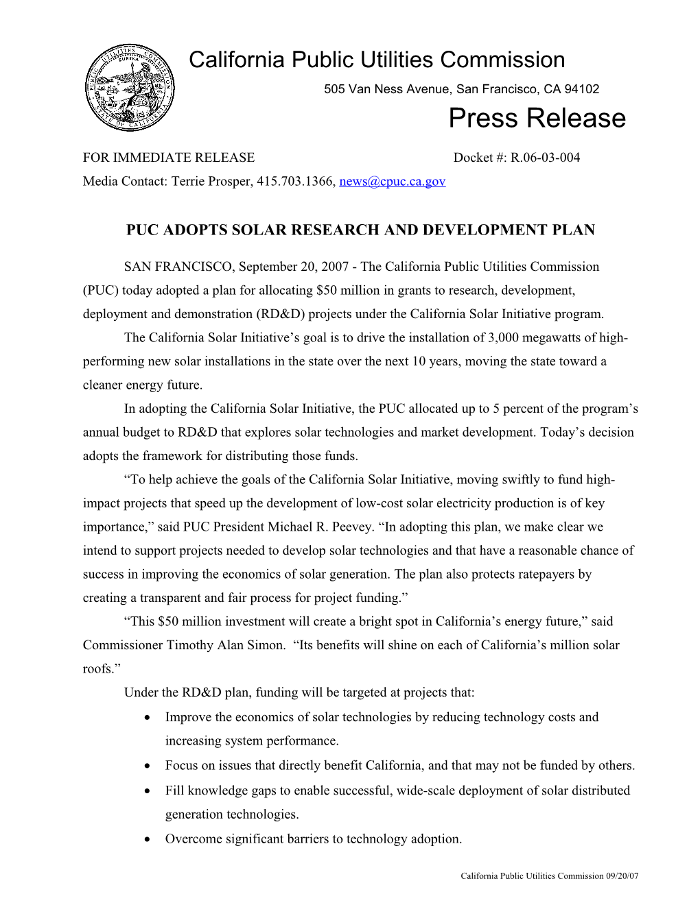 Puc Adopts Solar Research and Development Plan