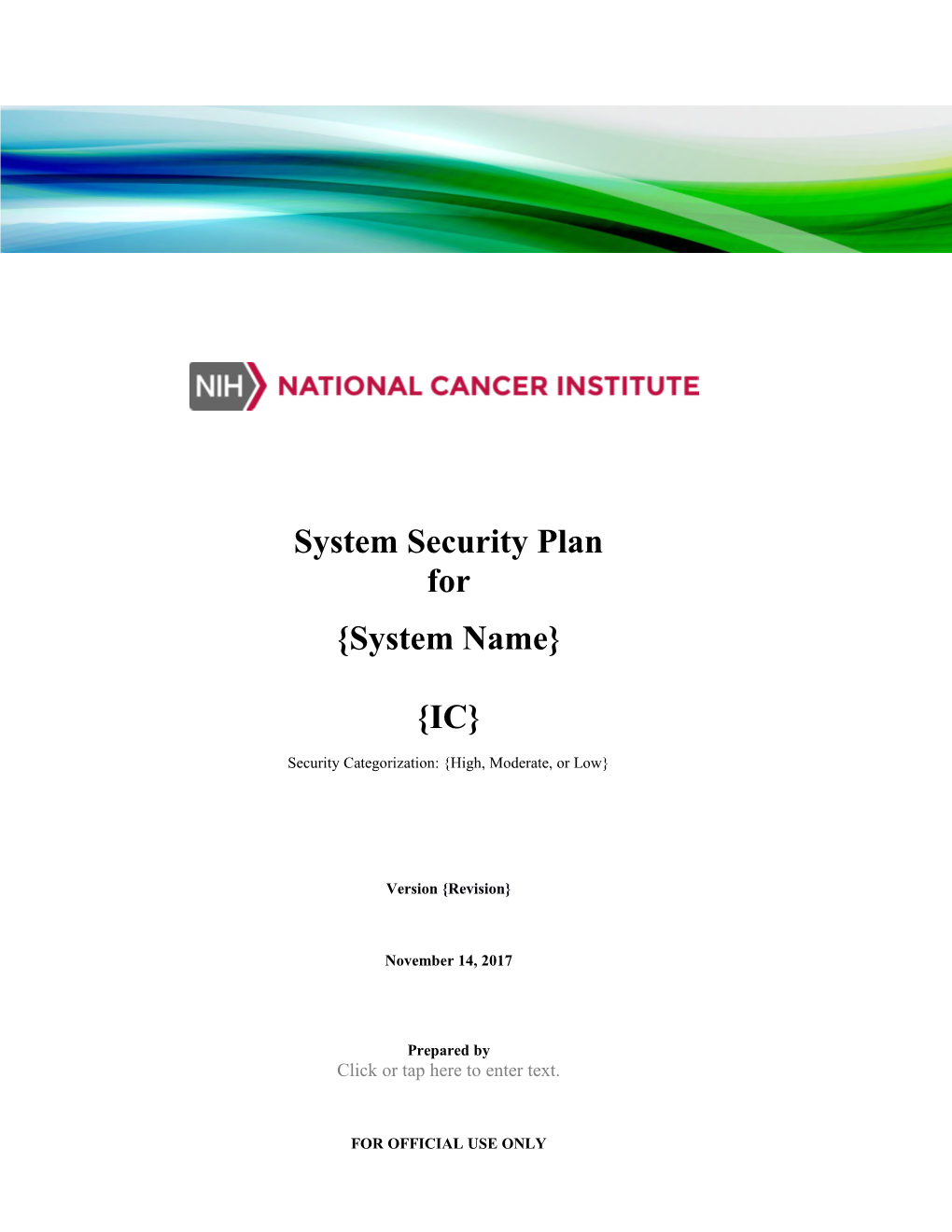 NIH System Security Plan Rev 4 Template