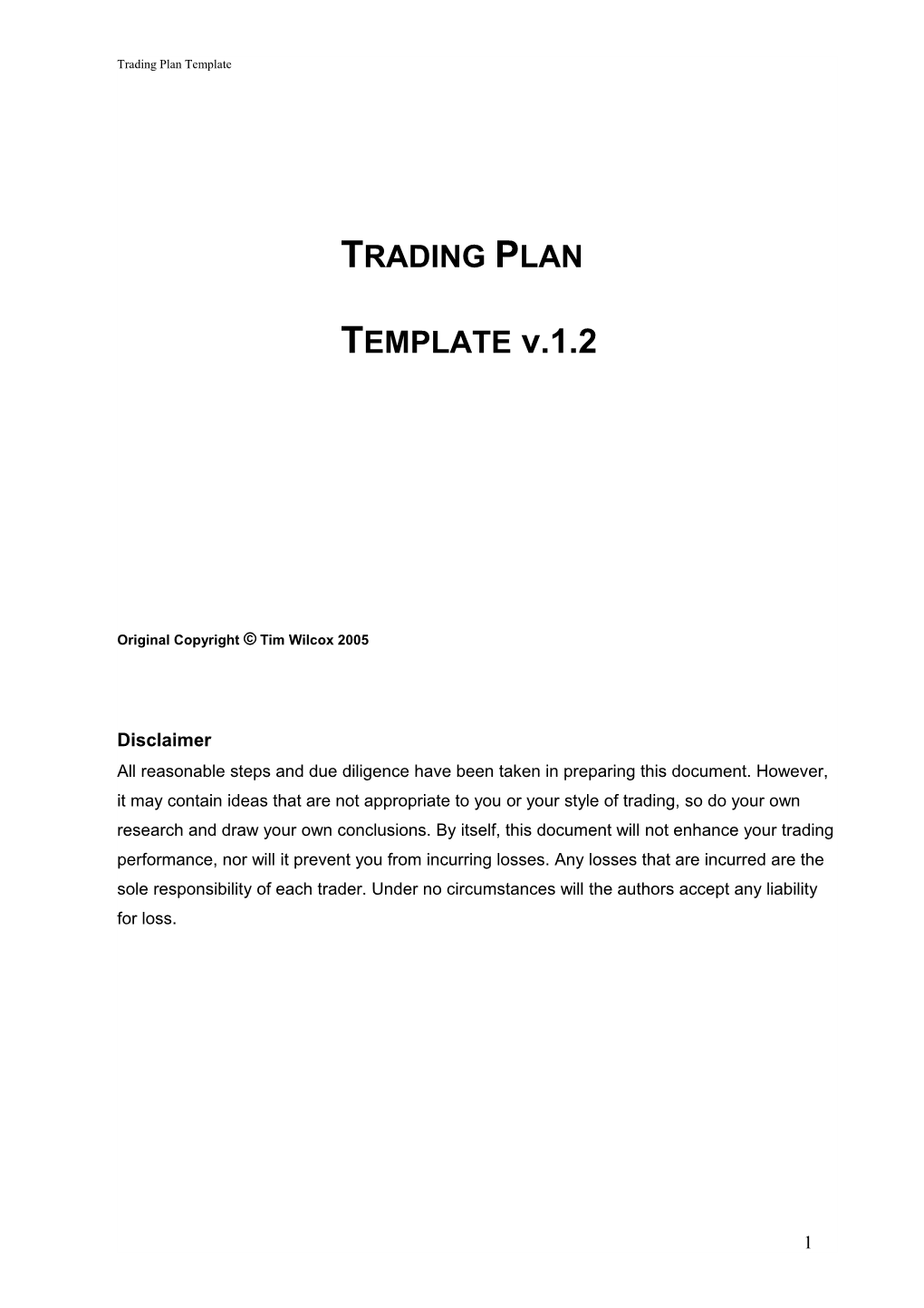 Trading Plan Template