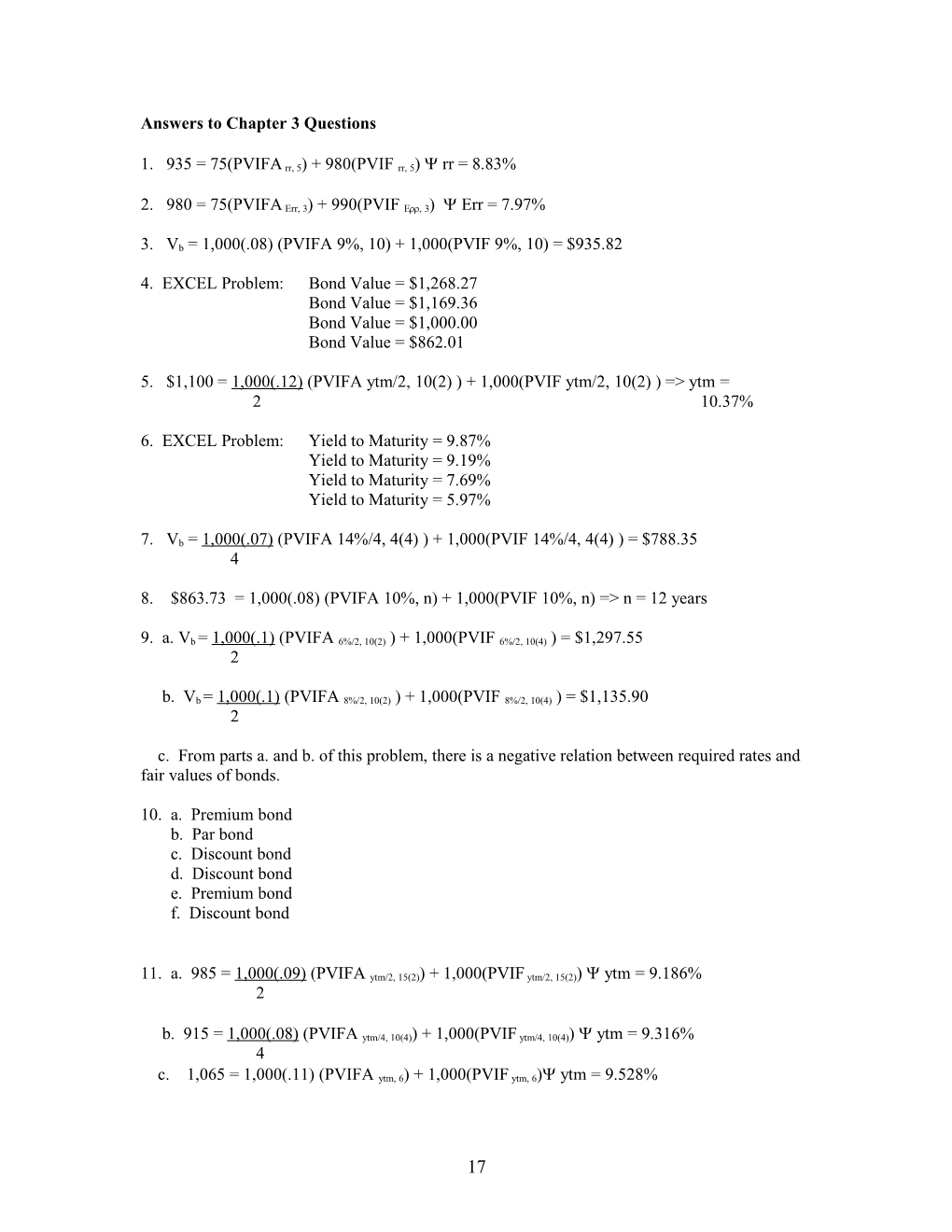 Answers to Chapter 3 Questions