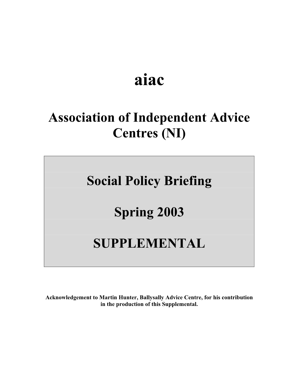 Association of Independent Advice Centres (NI)