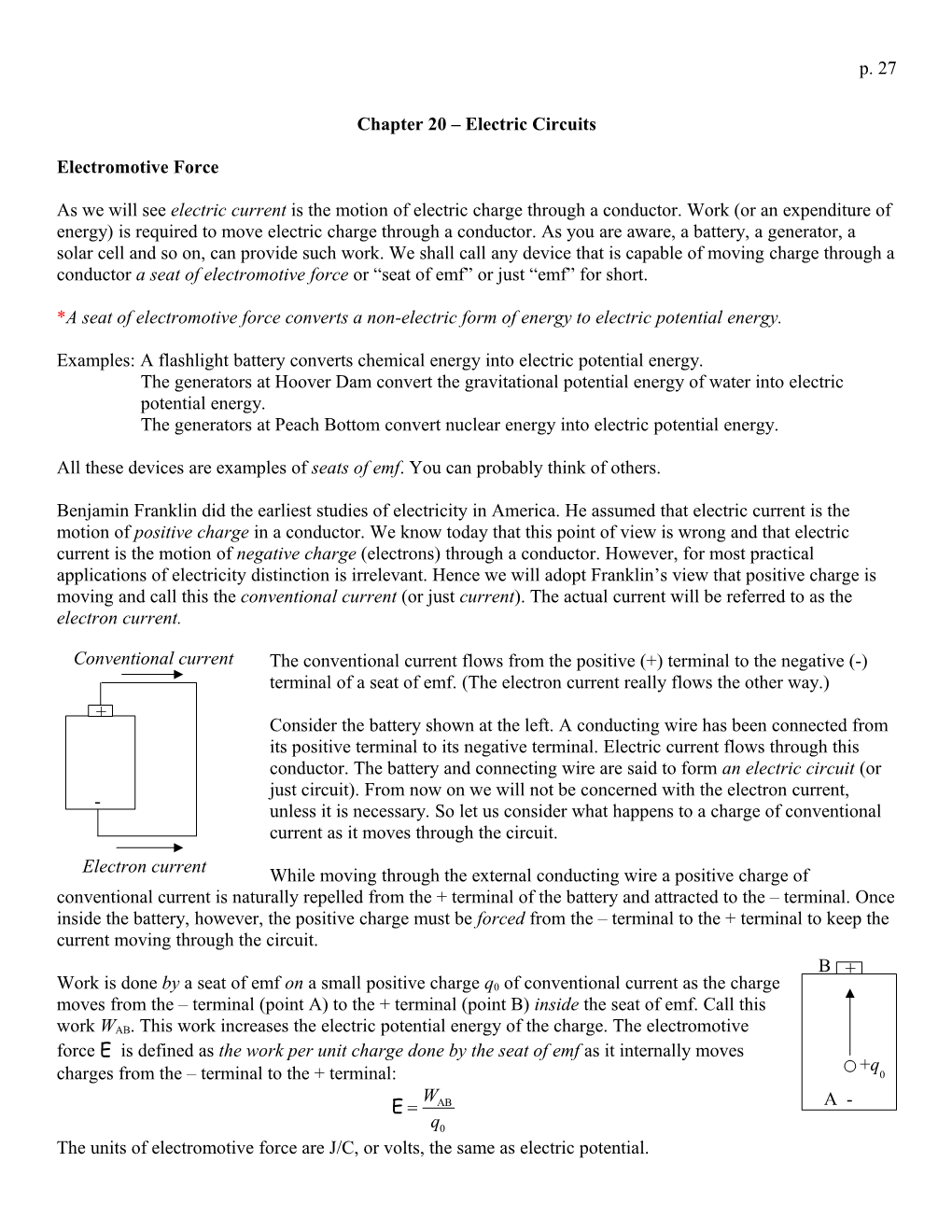 Chapter 20 Electric Circuits