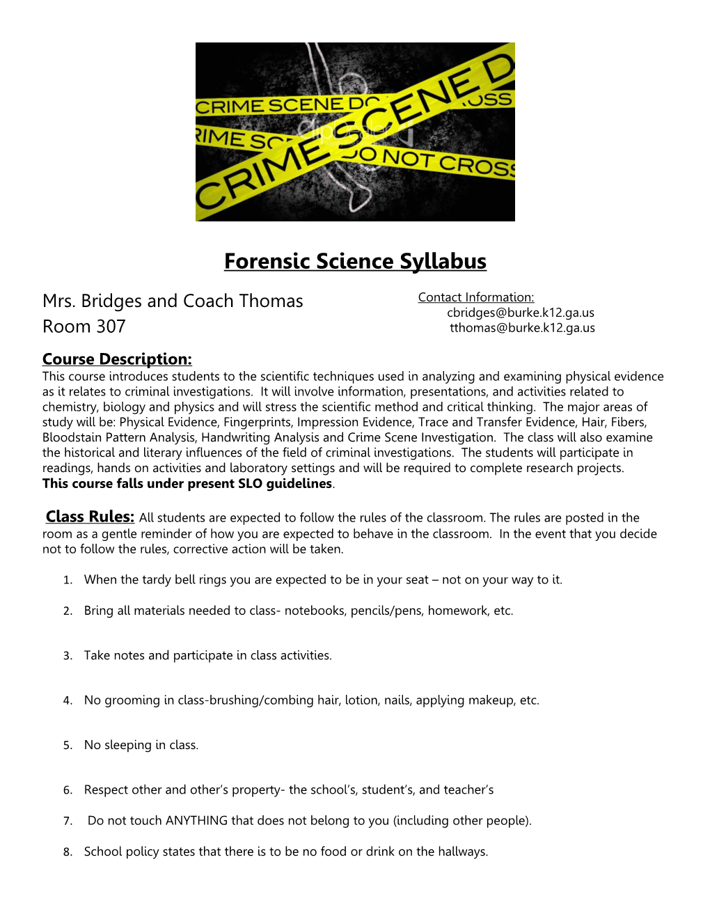Forensic Science Syllabus