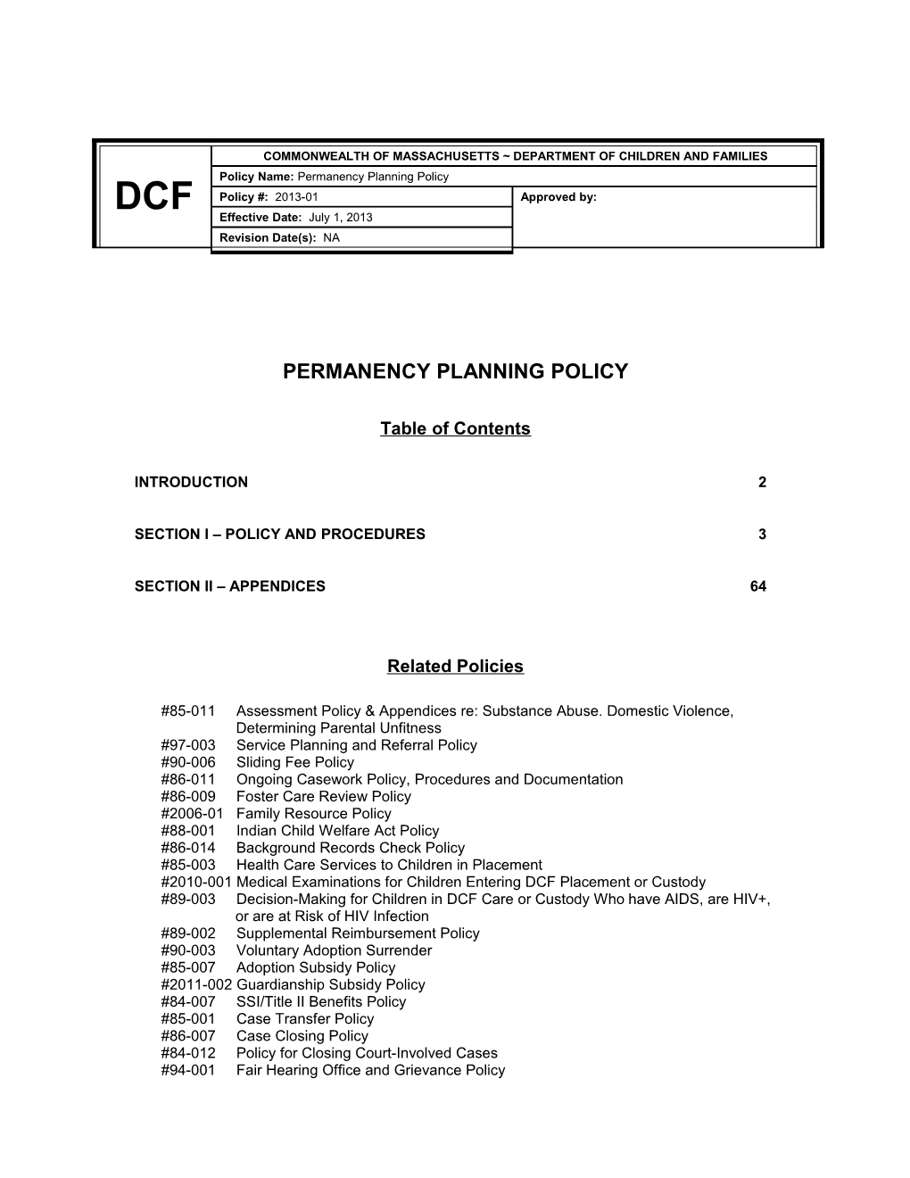 Section Ii Policy and Procedures