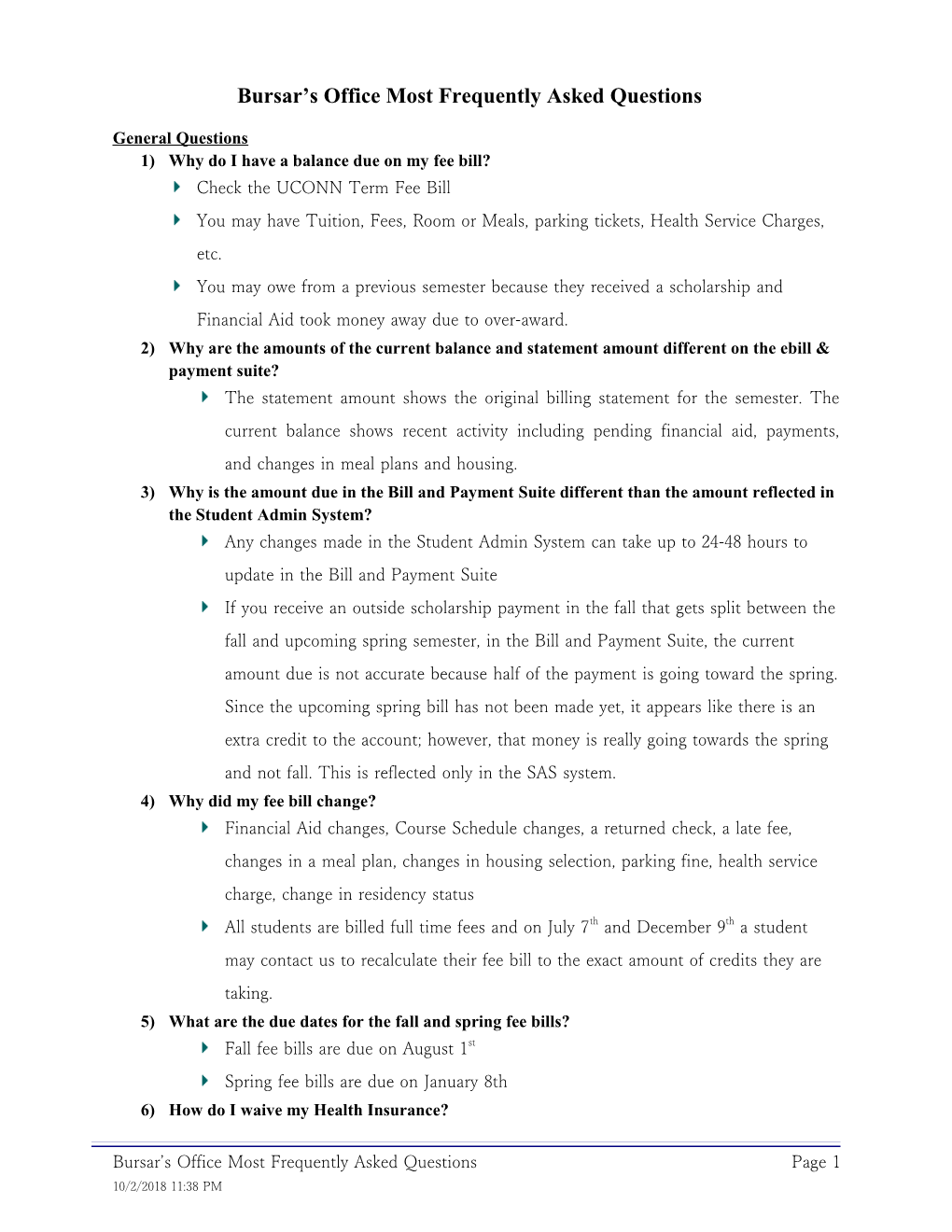 Bursar S Office Most Frequently Asked Questions