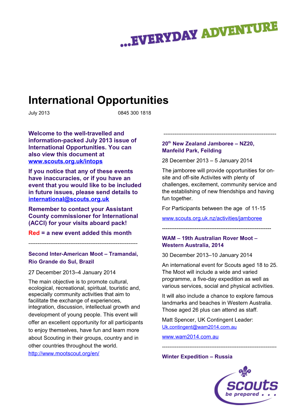 International Opportunities