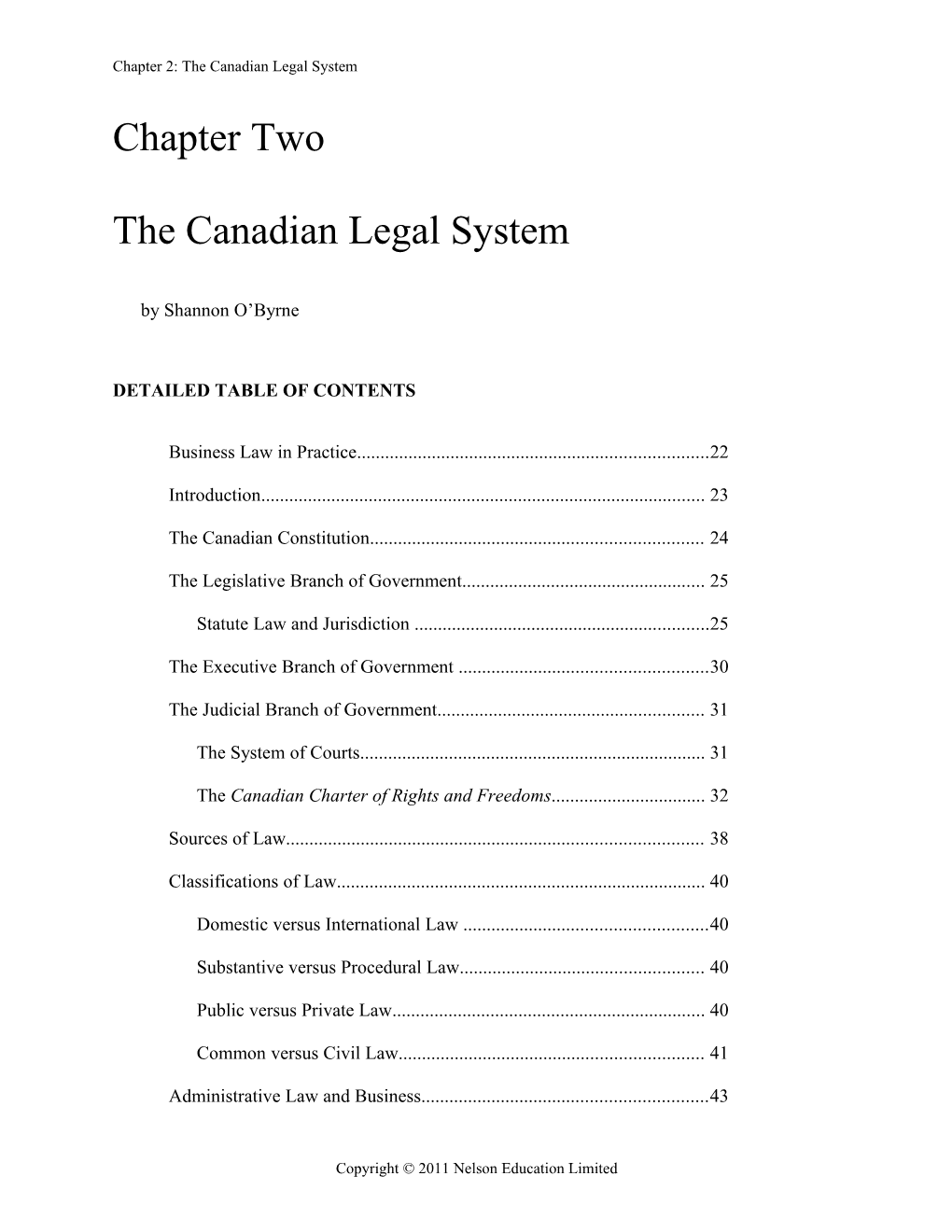 Chapter 2: the Canadian Legal System