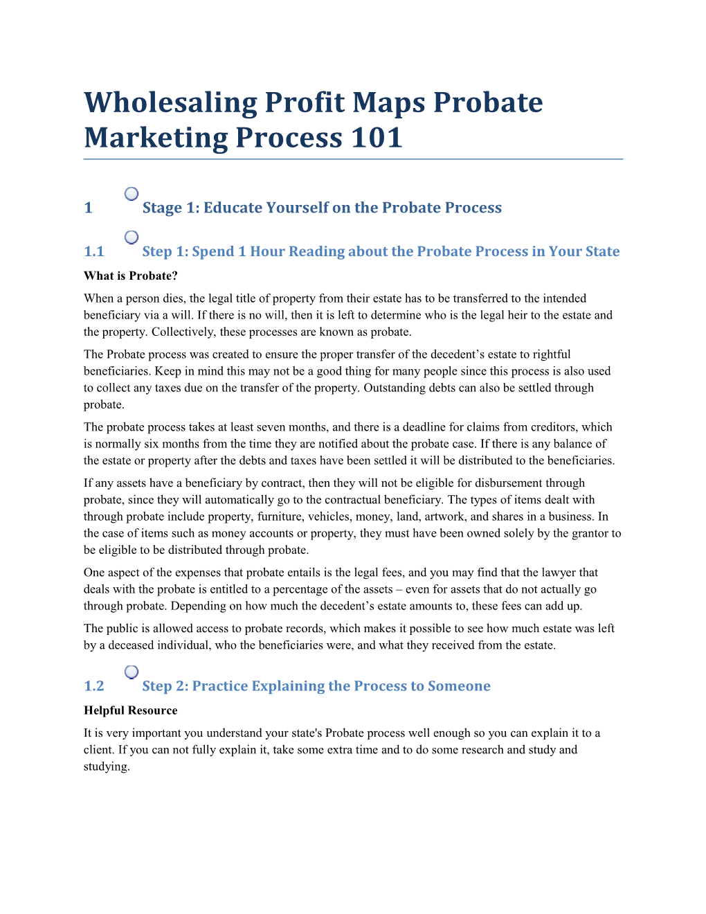 Wholesaling Profit Maps Probate Marketing Process 101